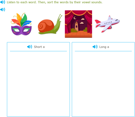 IXL | Sort short and long vowel words | Grade 2 English language arts