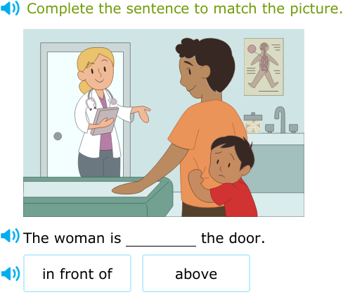 IXL | Choose the best location word to match the picture | Kindergarten ...