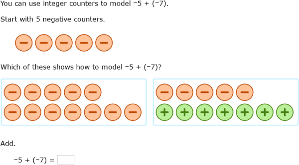 IXL | Add integers using counters | Grade 7 math