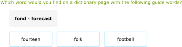 IXL | Use guide words | Grade 7 English language arts