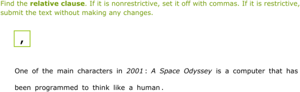 IXL | Commas with nonrestrictive elements | Grade 9 English language arts