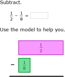 IXL | Subtract fractions with unlike denominators using models | Grade