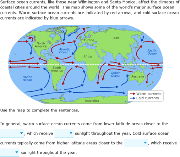 IXL | Factors affecting climate: surface ocean currents | Grade 9 science
