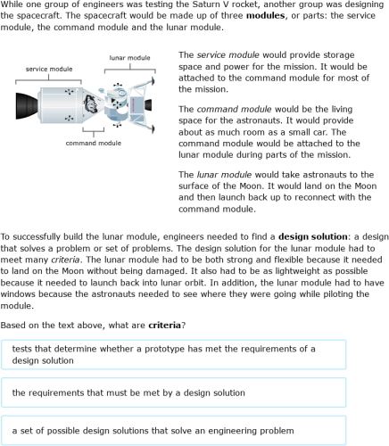 IXL | Explore the engineering-design process: going to the Moon ...