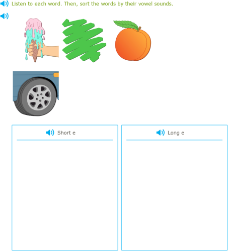 IXL | Sort short and long vowel words | Grade 2 English language arts