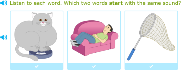 IXL | Which two words start with the same sound? | Kindergarten English ...