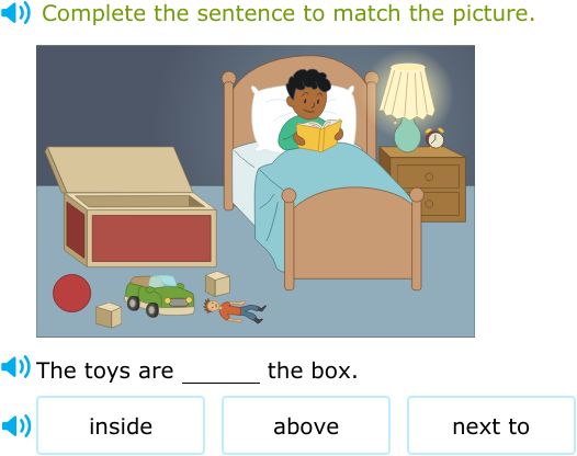 IXL | Select the best preposition to match the picture | Grade 1 ...