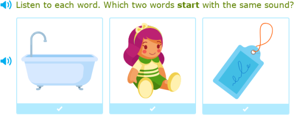 IXL | Which two words start with the same sound? | Kindergarten English ...