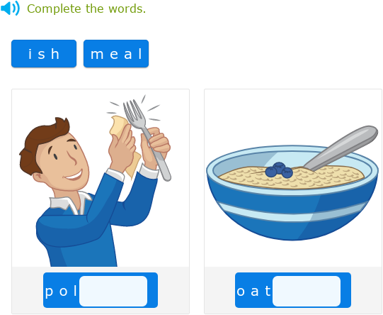 IXL | Complete the two-syllable words | Grade 2 English language arts