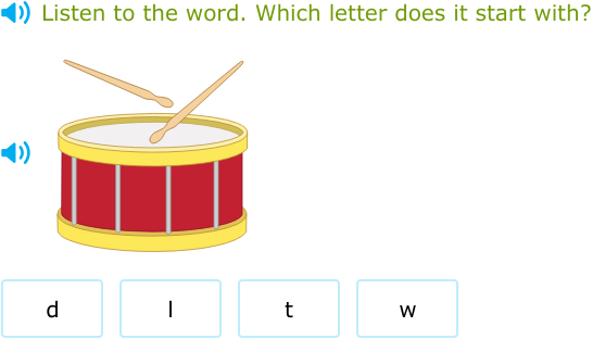IXL | Which letter does the word start with? | Grade 1 English language