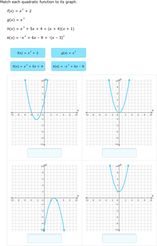 IXL | Match quadratic functions and graphs | Grade 12 math