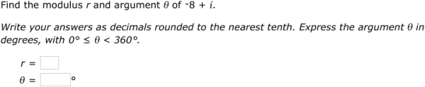 IXL | Find the modulus and argument of a complex number | Grade 12 math